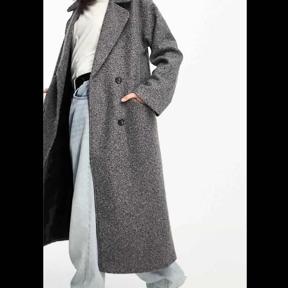 ASOS Charcoal Double-Breasted Trench Coat